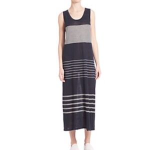 Vince Linen Knit Tank Dress in Blue and White